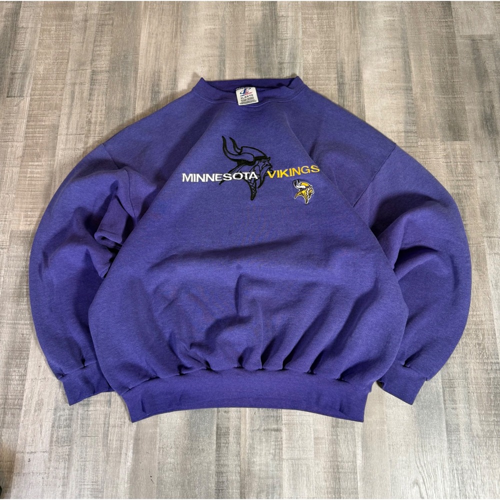 Vintage Logo Athletic Minnesota Vikings Sweatshirt Purple Mens XL Embroidered